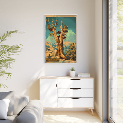 Bristlecone Pine Forest Vintage Travel Poster — Framed Matte Canvas Wall Art