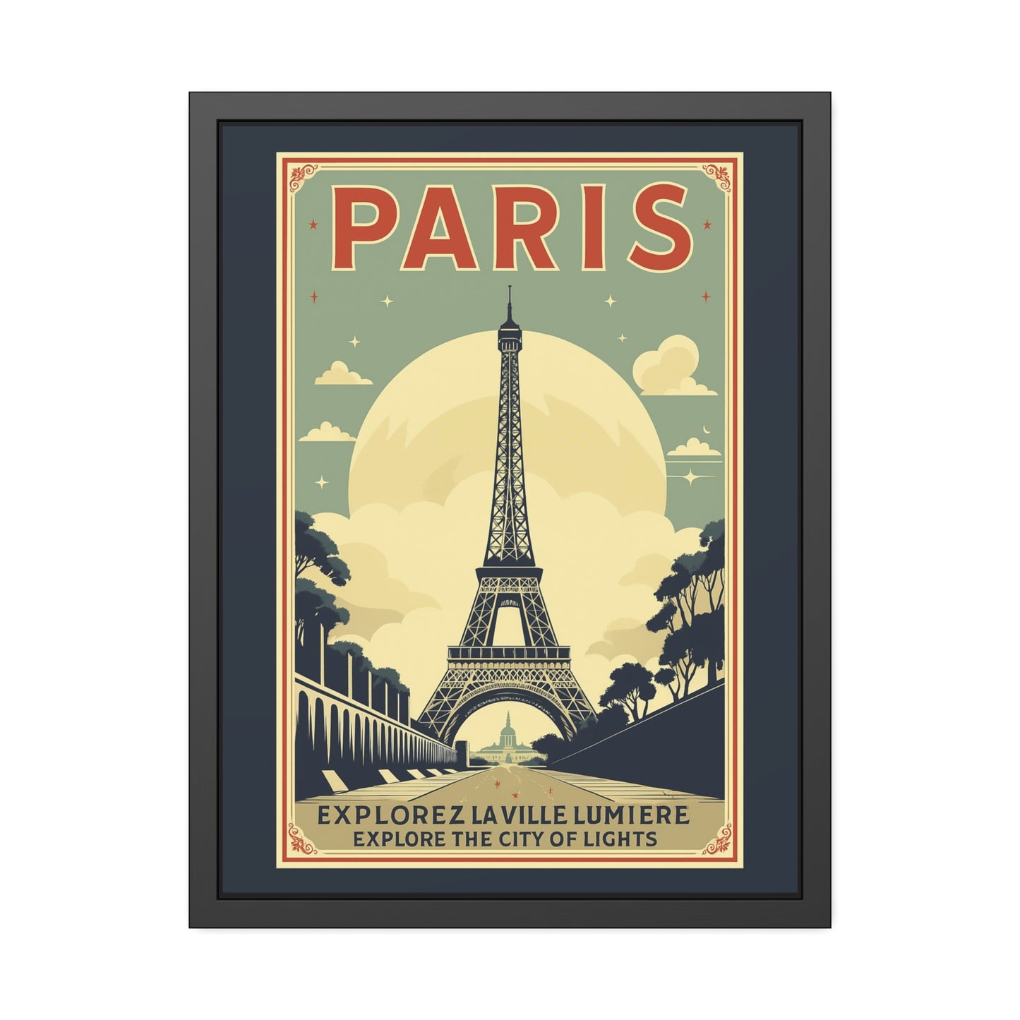 Paris Travel Poster Framed Print — Explorez La Ville Lumière Vintage Wall Art