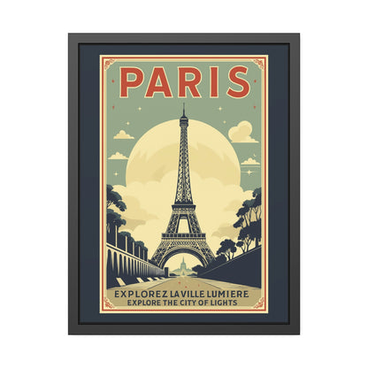 Paris Travel Poster Framed Print — Explorez La Ville Lumière Vintage Wall Art