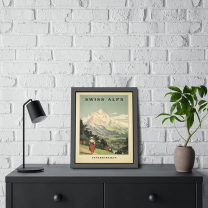 Swiss Alps Vintage Travel Poster Framed Print