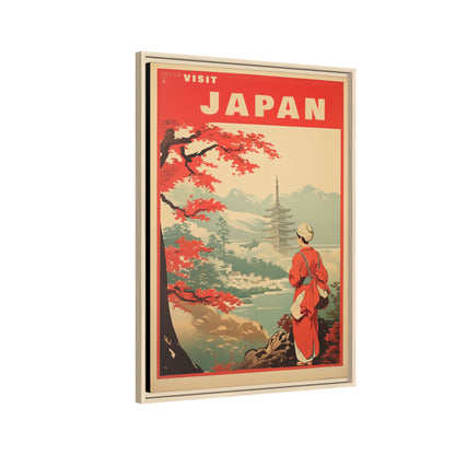 Visit Japan Vintage Travel Poster Matte Canvas Print (Framed)