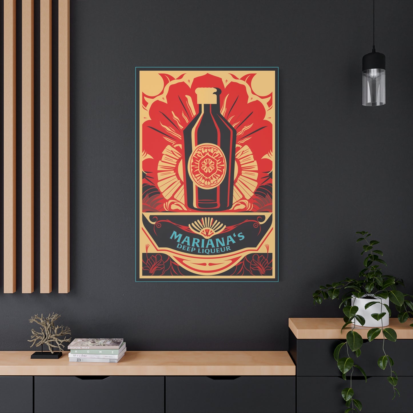 "Vintage Mariana's Deep Liqueur Bottle Poster - Frameless Stretched Matte Canvas Wall Art" Matte Canvas, Stretched, 1.25"