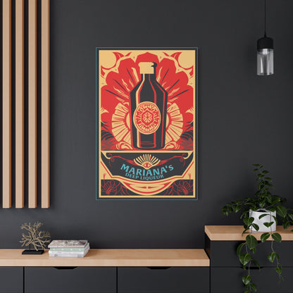 "Vintage Mariana's Deep Liqueur Bottle Poster - Frameless Stretched Matte Canvas Wall Art" Matte Canvas, Stretched, 1.25"