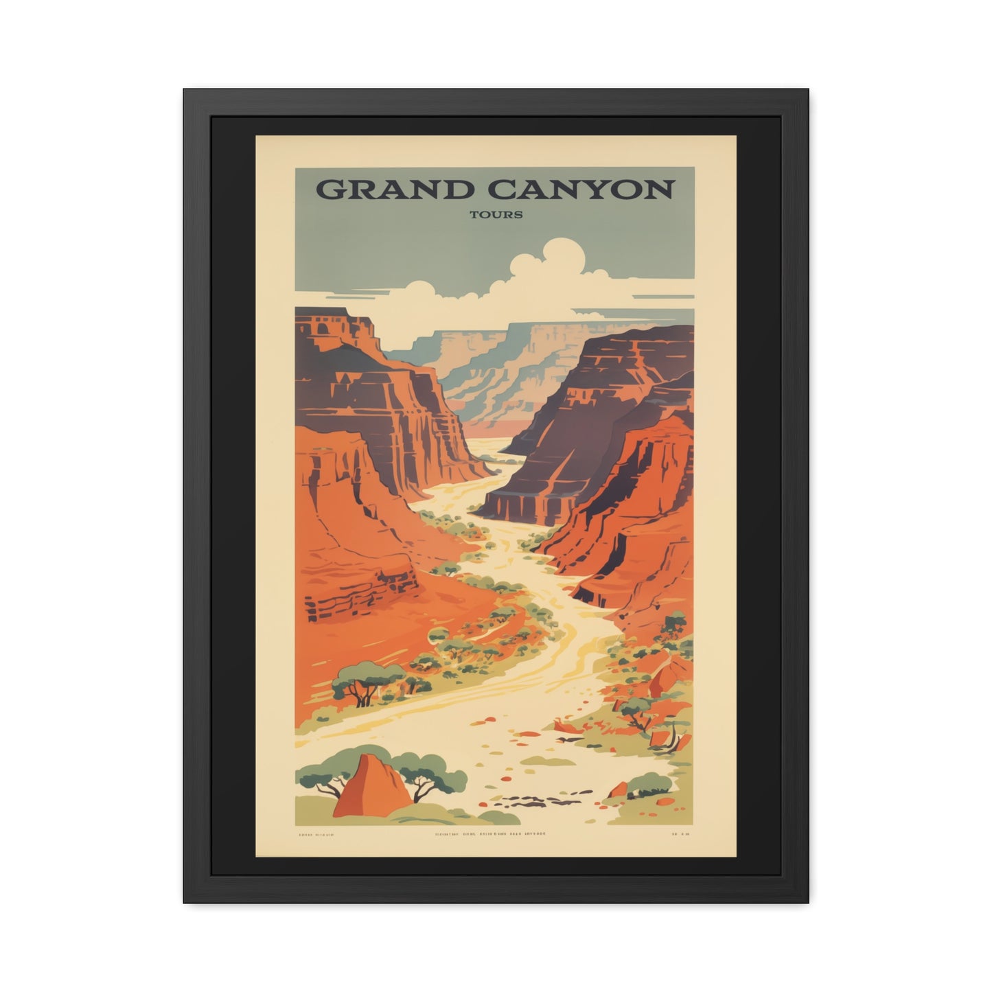 Vintage Grand Canyon Poster - Scenic Canyon River Tour Retro Travel Art Framed Posters