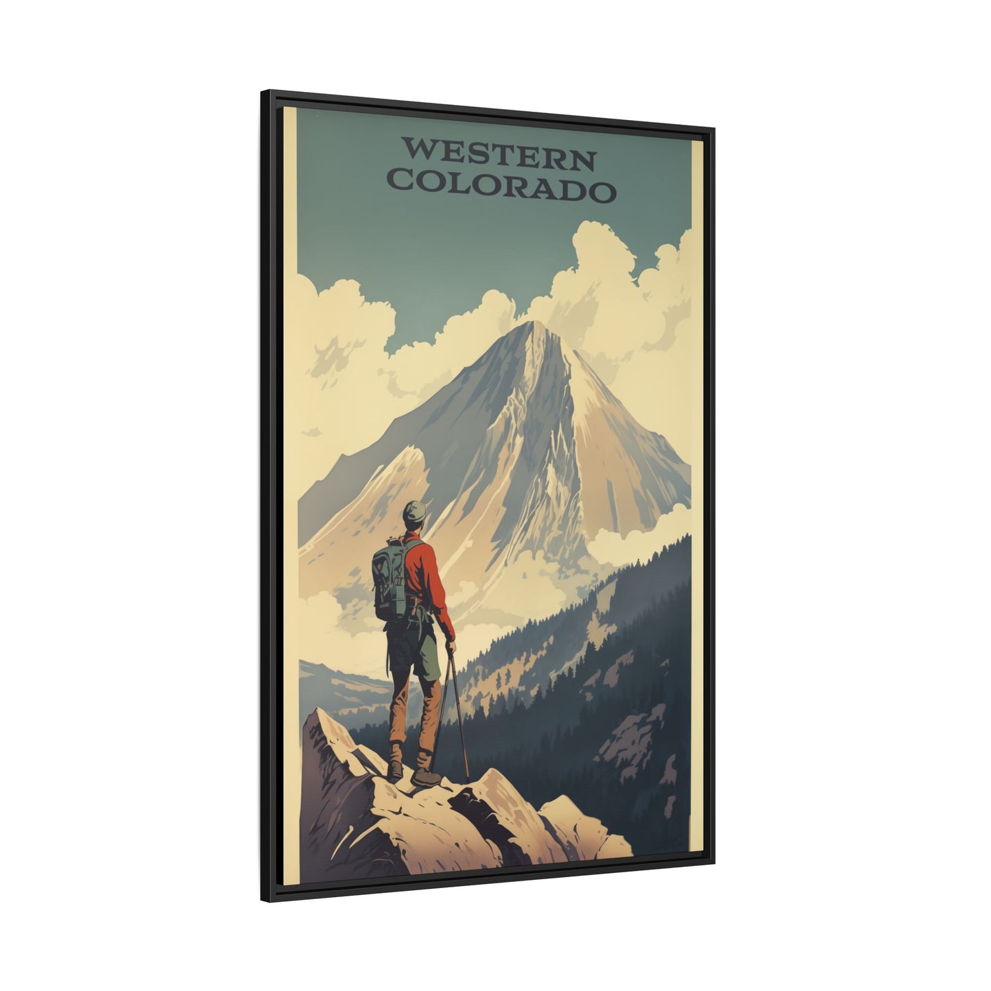 "Vintage Western Colorado Adventure Poster - Matte Canvas Wall Art with Black Frame" Matte Canvas, Black Frame