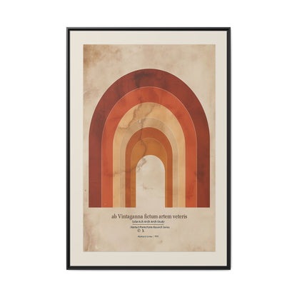 Framed Matte Canvas Wall Art - Retro Rainbow Design