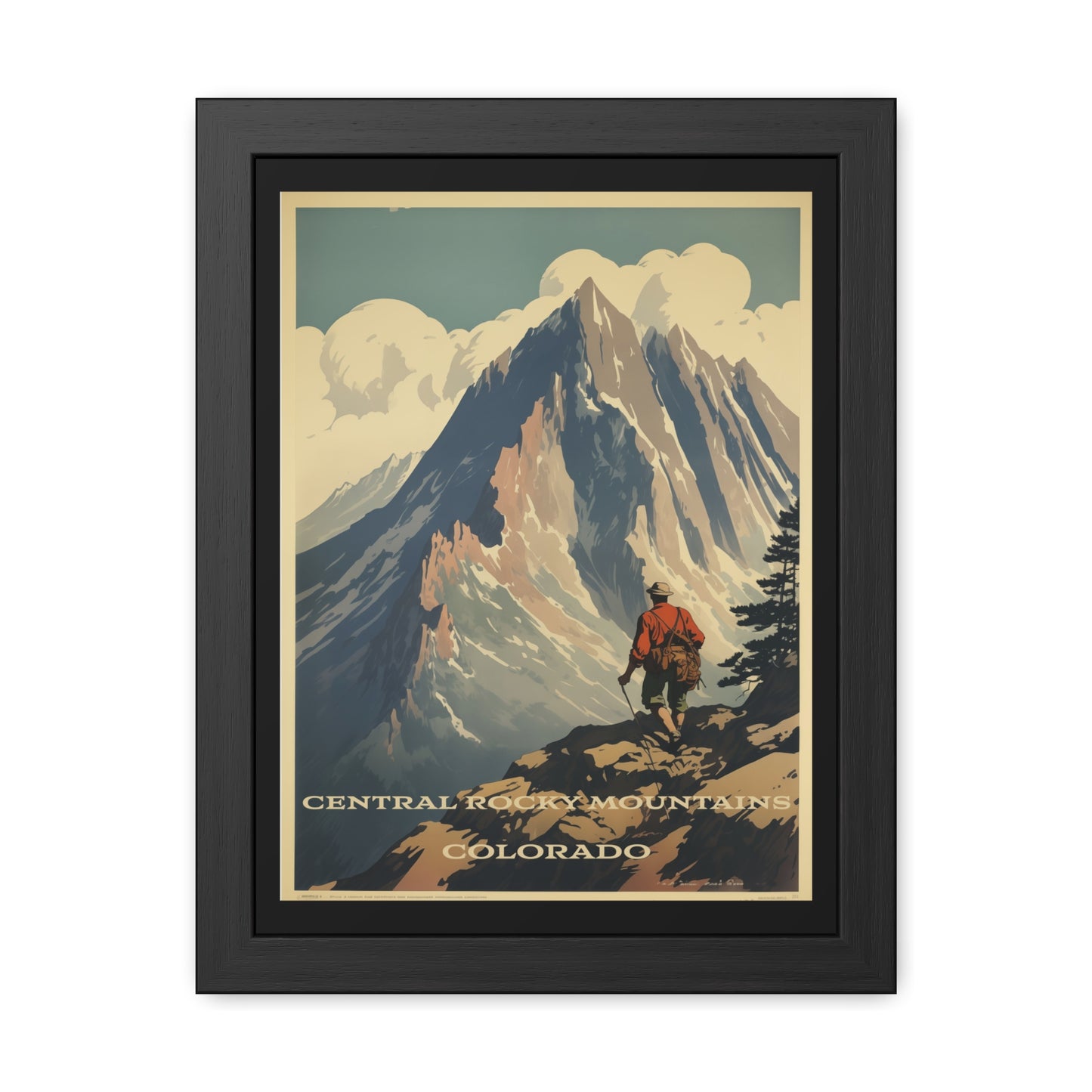 Vintage Colorado Poster - Central Rocky Mountains Adventure Art Framed Posters