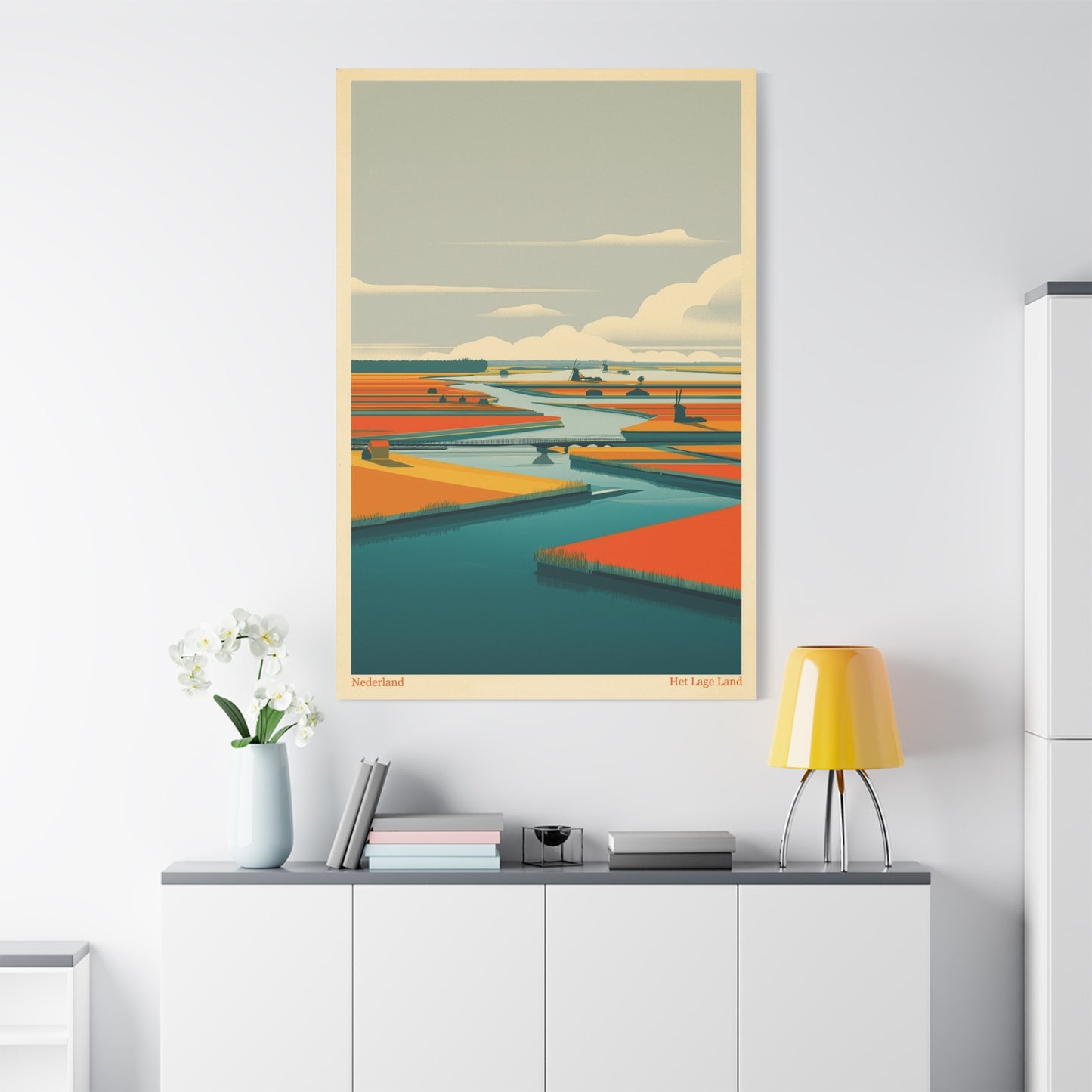 Het Lage Land Vintage Netherlands Travel Poster | Framed Canvas Print