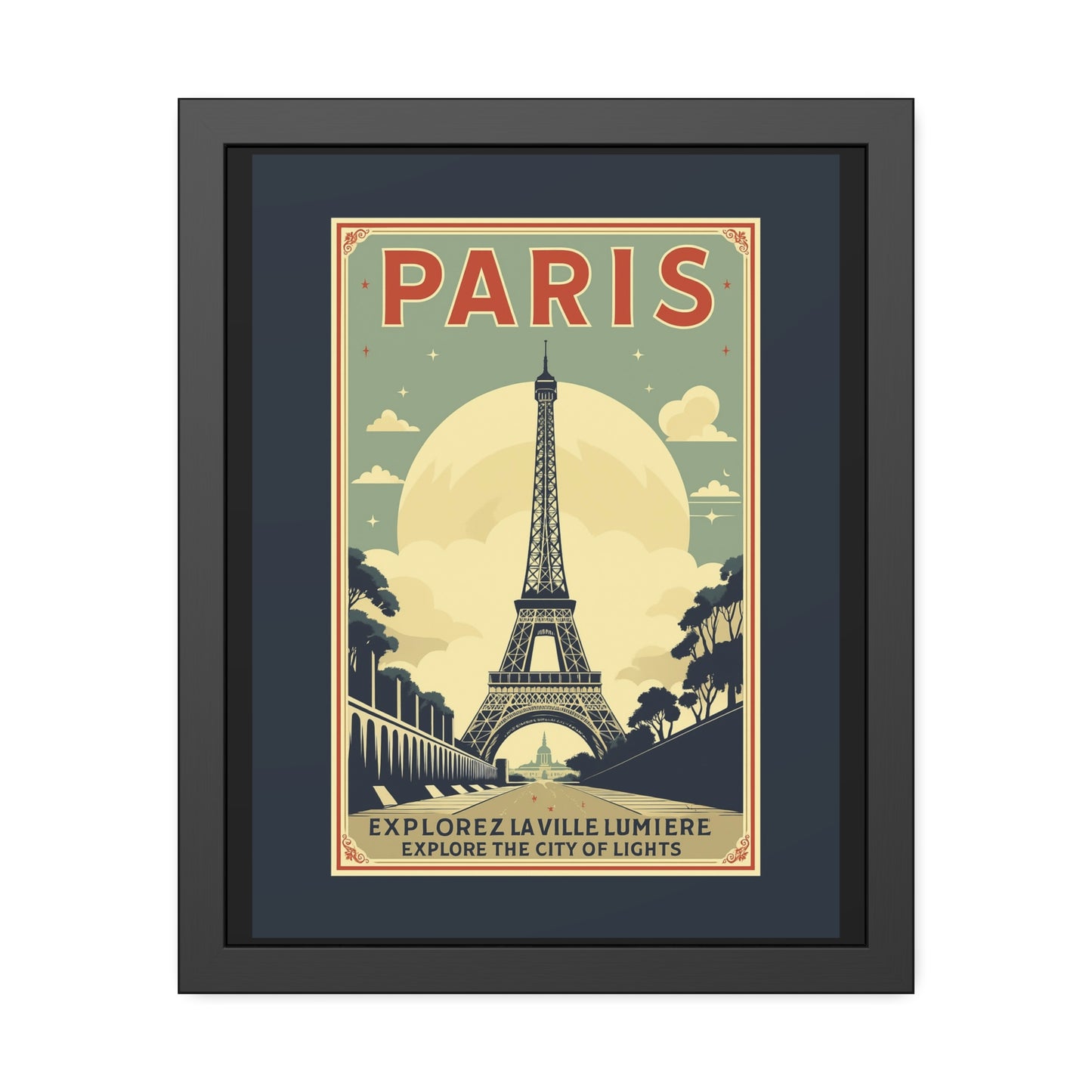 Paris Travel Poster Framed Print — Explorez La Ville Lumière Vintage Wall Art