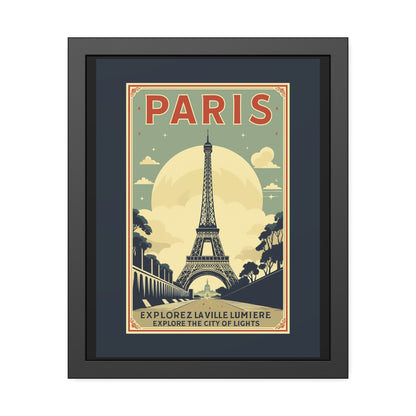 Paris Travel Poster Framed Print — Explorez La Ville Lumière Vintage Wall Art