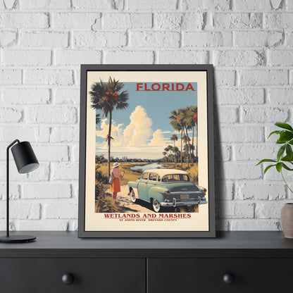 Florida Vintage Travel Poster Framed Print — "Wetlands and Marshes" Retro Wall Art