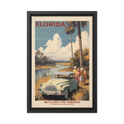 Vintage Florida Wetlands Wall Art - St. Johns River Scenic View