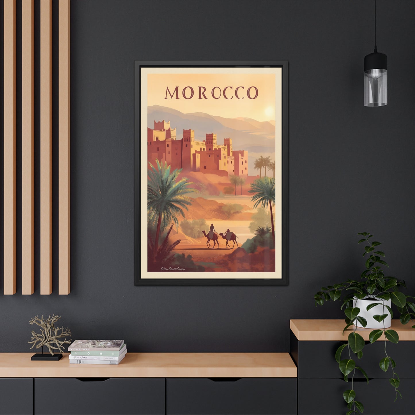 Morocco Travel Poster — Framed Vintage Desert Wall Art_M