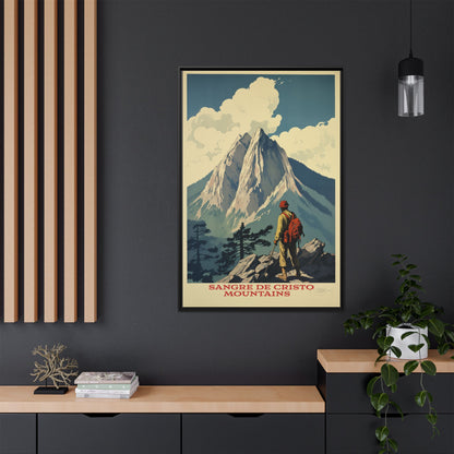"Vintage Sangre de Cristo Mountains Poster - Matte Canvas Wall Art with Black Frame" Matte Canvas, Black Frame