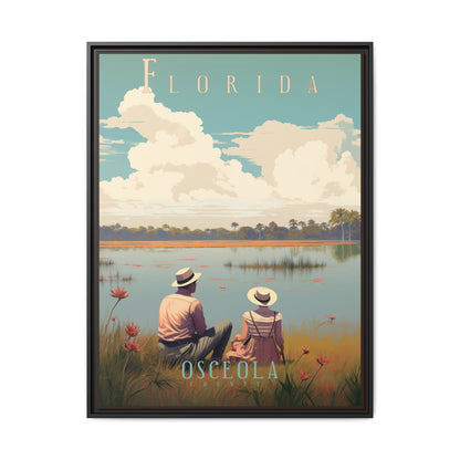 "Vintage Florida Poster - Osceola County Scenic Matte Canvas Wall Art with Black Frame" Matte Canvas, Black Frame