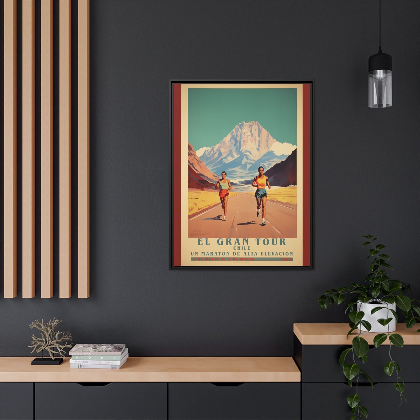 "El Gran Tour Chile Marathon – High Elevation Race Art Print"Matte Canvas, Black Frame