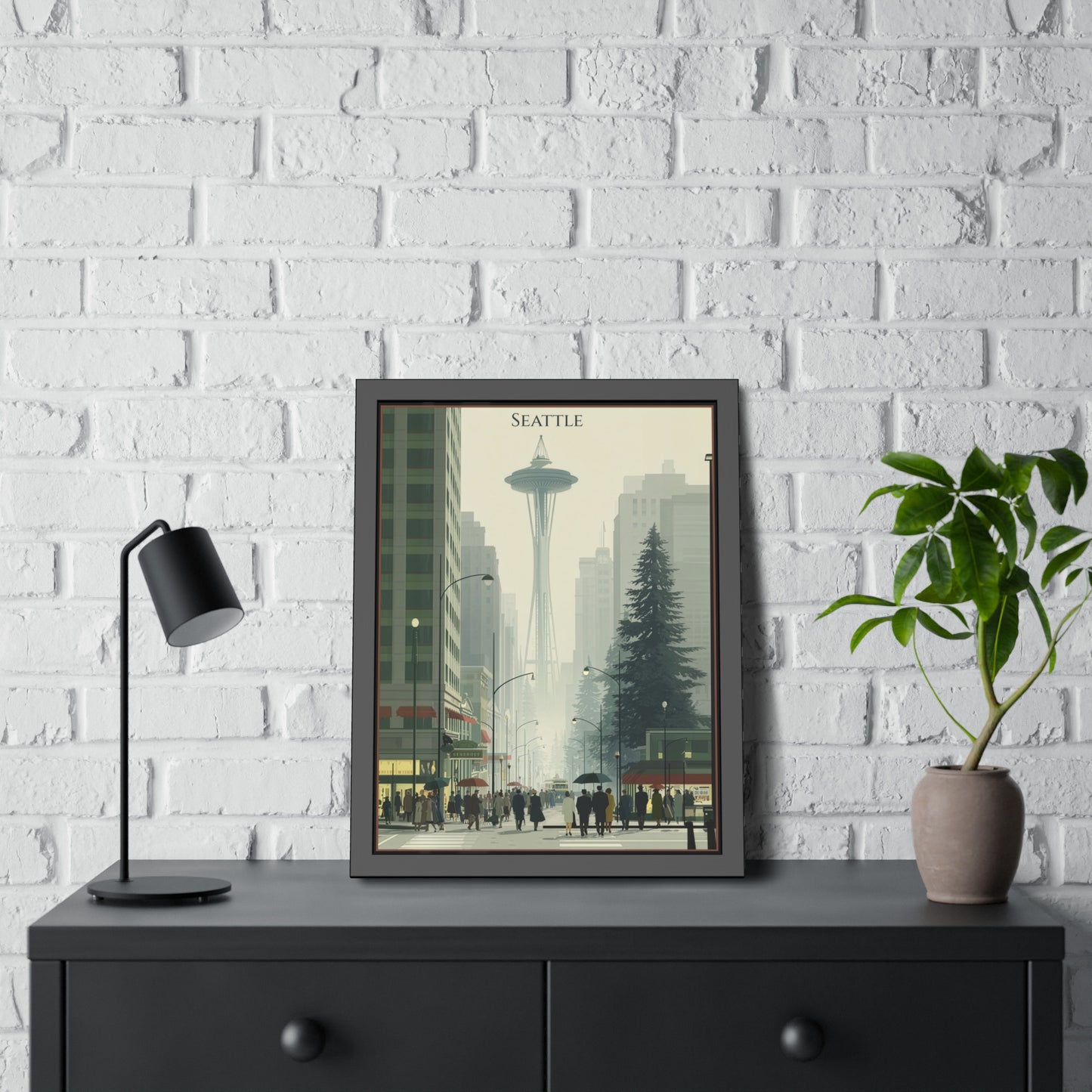 Seattle Vintage Travel Poster — Framed Paper Poster