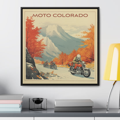 Autumn Ride in Colorado – Vintage Moto, Gallery Canvas Wraps, Square Frame