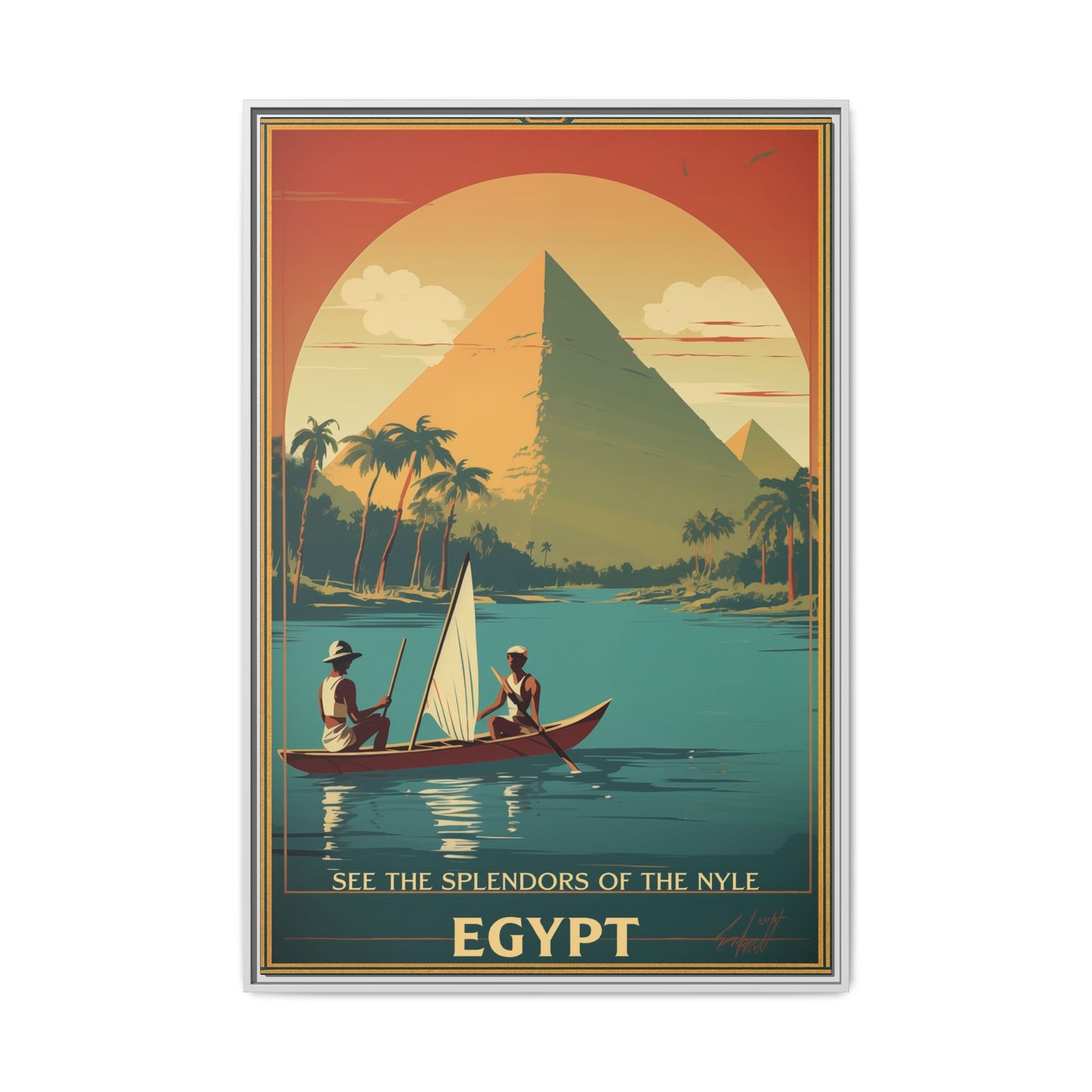 See the Splendors of the Nile — Egypt Vintage Matte Canvas Framed