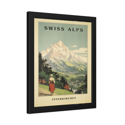 Swiss Alps Vintage Travel Poster Framed Print