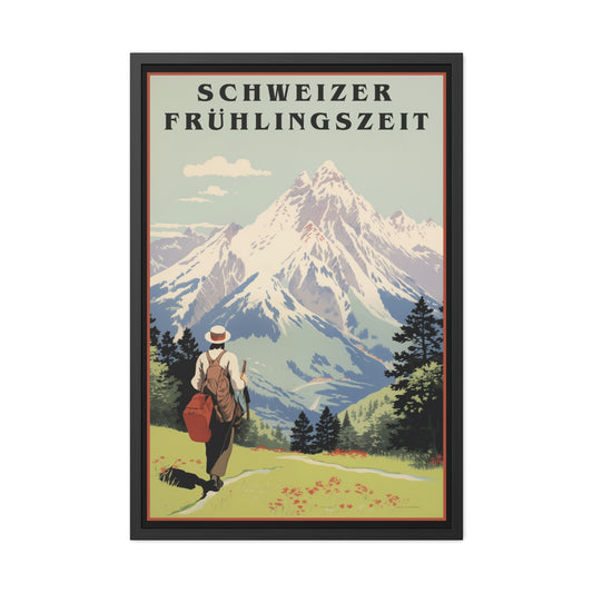 Vintage Swiss Travel Poster - 'Schweizer Frühlingszeit' (Swiss Springtime) Scenic Artwork Framed Posters