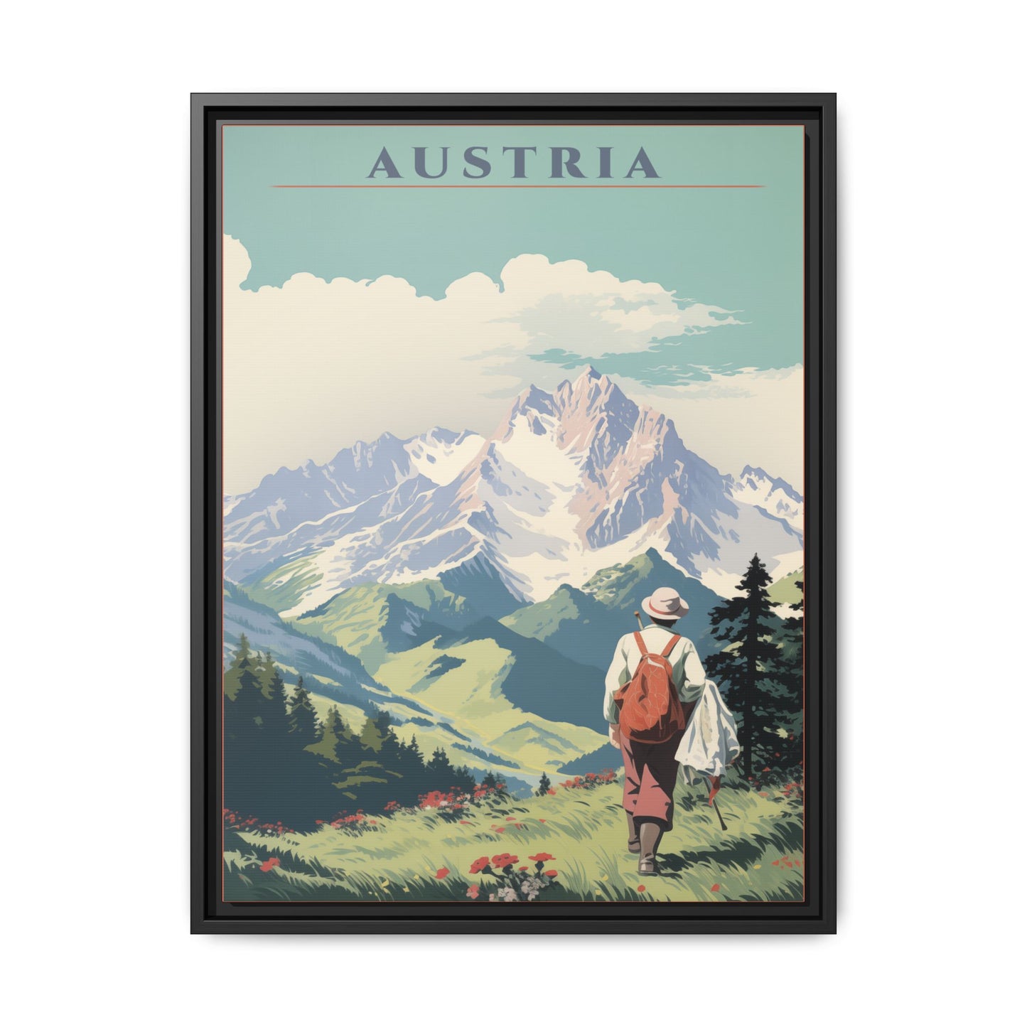 "Austria Vintage Travel Poster | Matte Canvas with Black Frame"