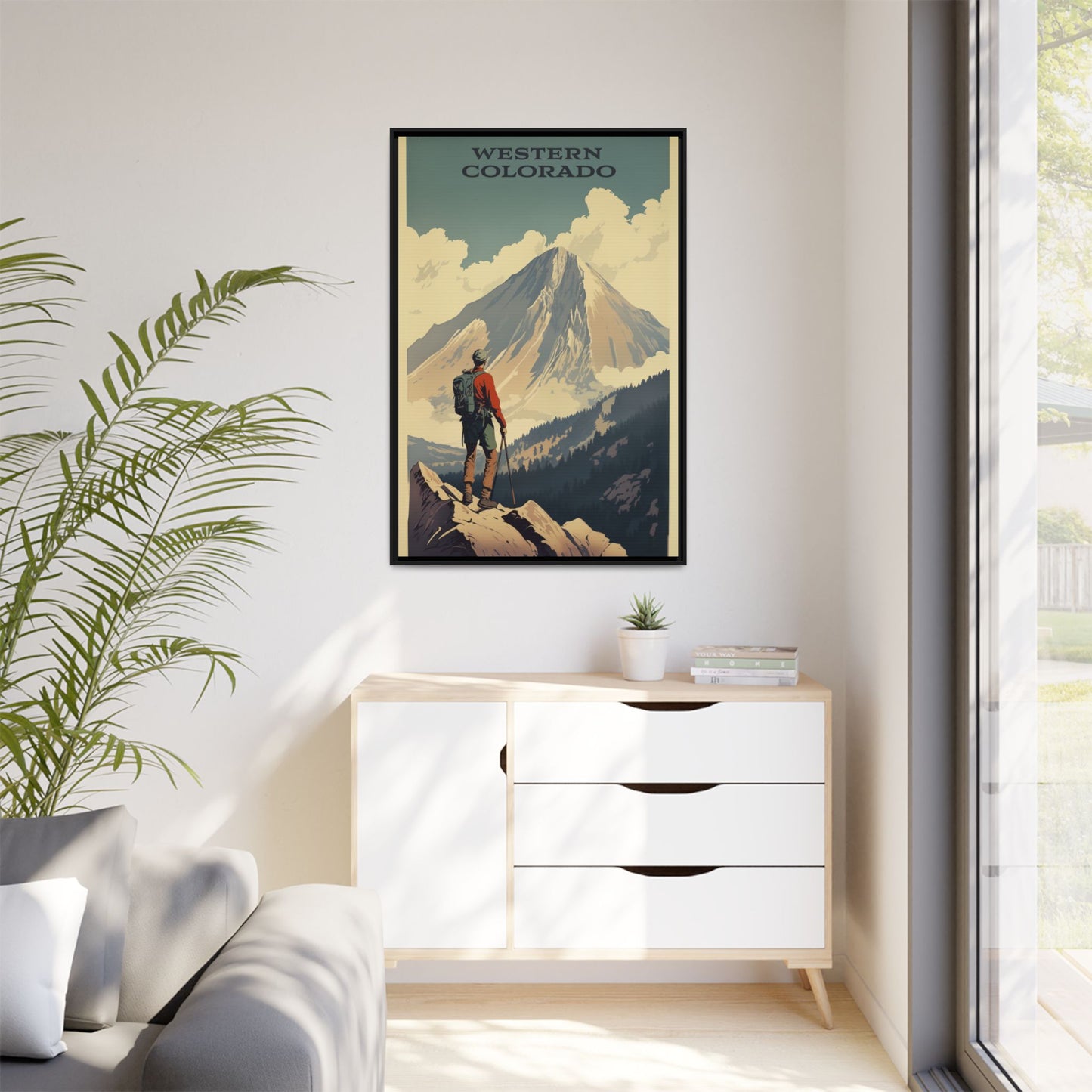 "Vintage Western Colorado Adventure Poster - Matte Canvas Wall Art with Black Frame" Matte Canvas, Black Frame