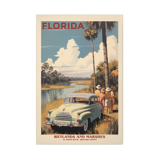 "Retro Florida Wetlands and Marshes Poster - St. Johns River Matte Stretched Canvas" Matte Canvas, Stretched, 1.25"