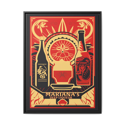 "Vintage Mariana's Deep Liqueur Poster - Matte Canvas Wall Art with Black Frame" Matte Canvas, Black Frame