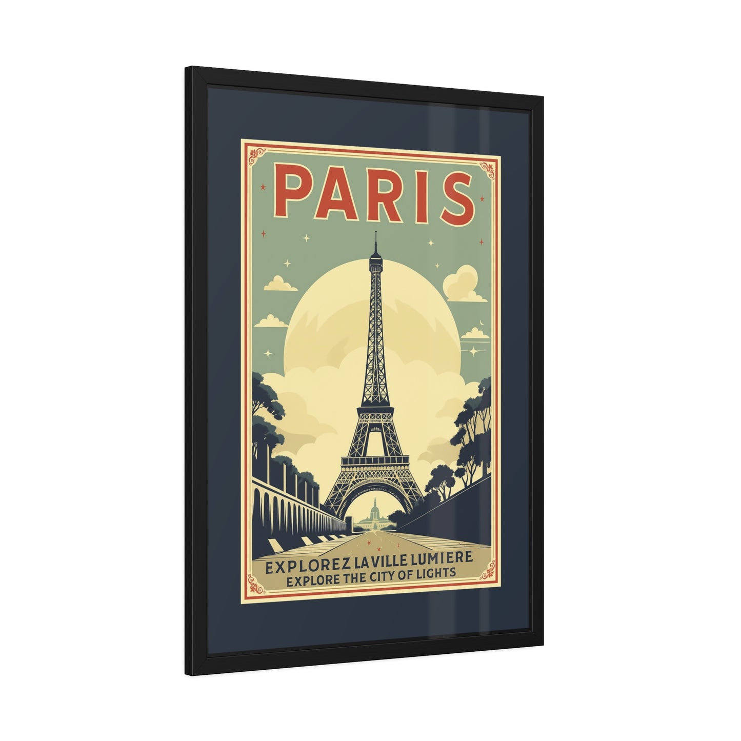 Paris Travel Poster Framed Print — Explorez La Ville Lumière Vintage Wall Art