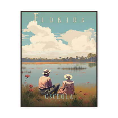 "Vintage Florida Osceola County Poster - Matte Stretched Canvas Wall Art" Matte Canvas, Stretched, 1.25"