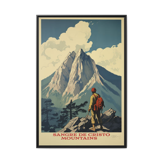 "Vintage Sangre de Cristo Mountains Poster - Matte Canvas Wall Art with Black Frame" Matte Canvas, Black Frame