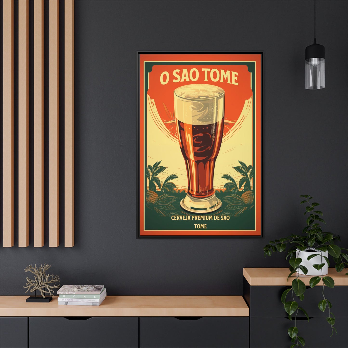 "O São Tomé - Premium Beer of São Tomé (Saint Thomas) | Matte Canvas with Black Frame"