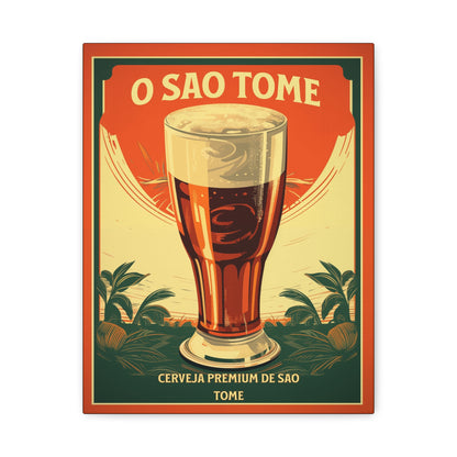 "Vintage São Tomé Beer Poster - Premium Cerveja de São Tomé Frameless Stretched Matte Canvas"