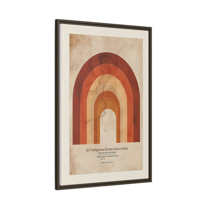 Framed Matte Canvas Wall Art - Retro Rainbow Design