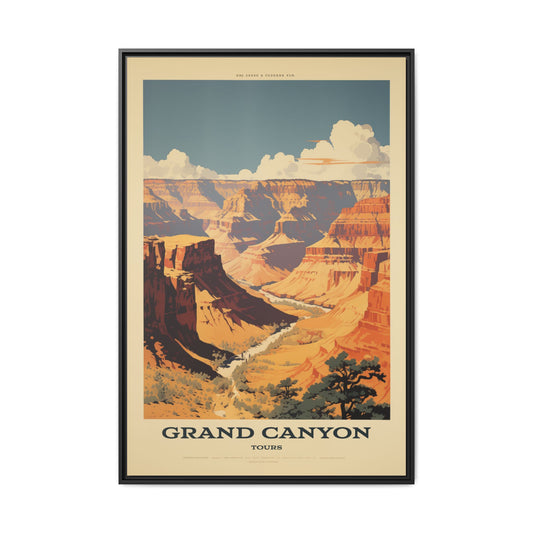 "Vintage Grand Canyon Scenic Tours Poster - Matte Canvas Wall Art with Black Frame" Matte Canvas, Black Frame