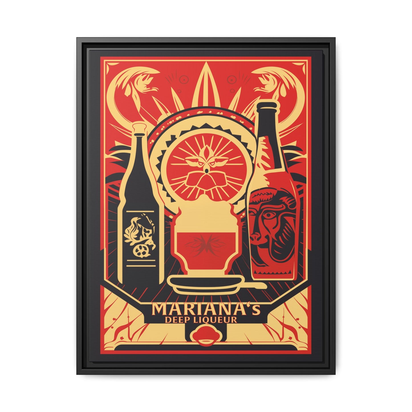"Vintage Mariana's Deep Liqueur Poster - Matte Canvas Wall Art with Black Frame" Matte Canvas, Black Frame