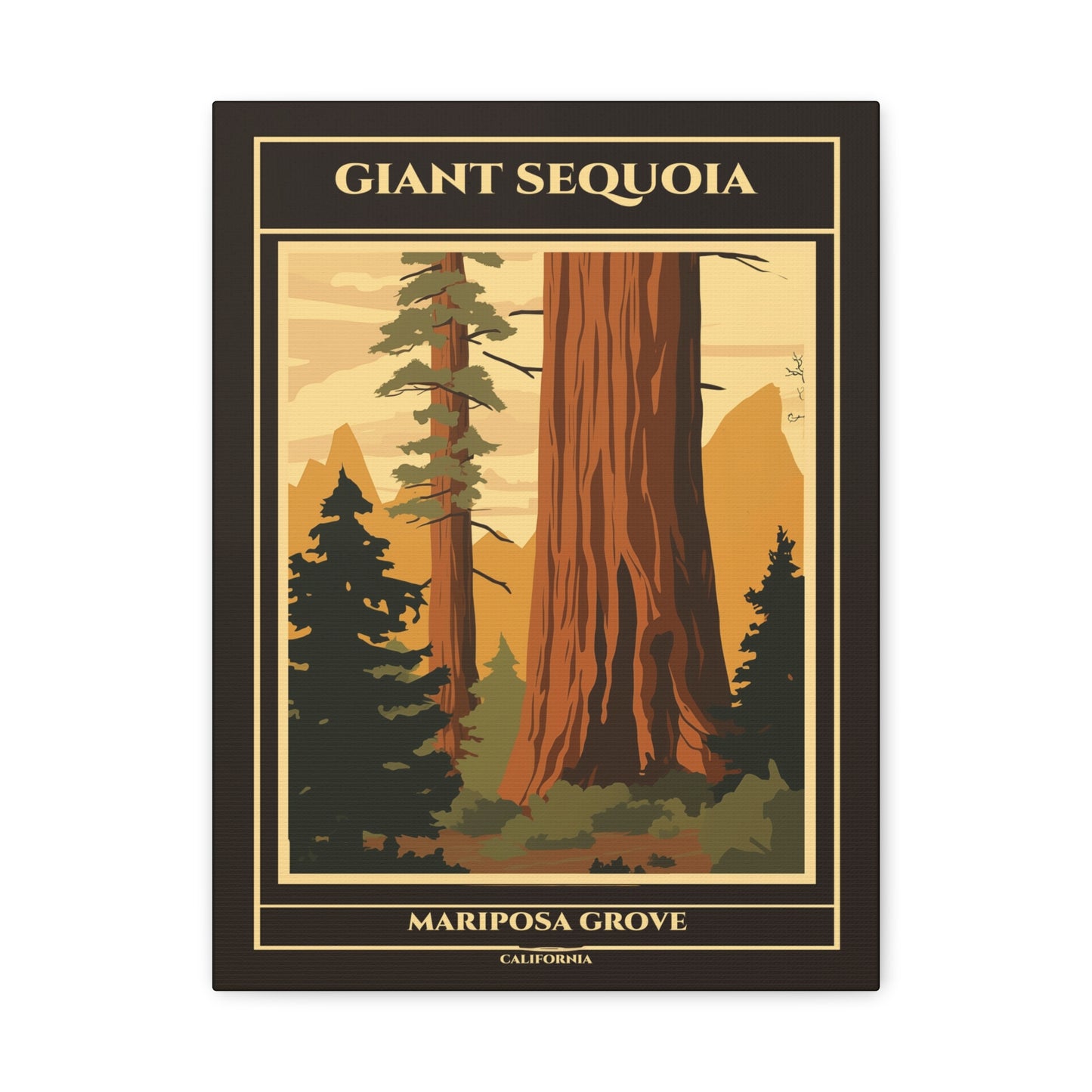 "Giant Sequoia Mariposa Grove Poster - California Matte Stretched Canvas Wall Art" Matte Canvas, Stretched, 1.25"