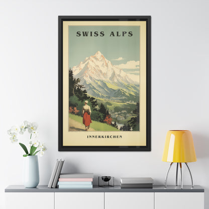 Vintage Swiss Alps Travel Poster - Innerkirchen (Inner Church) Scenic Artwork Framed Posters