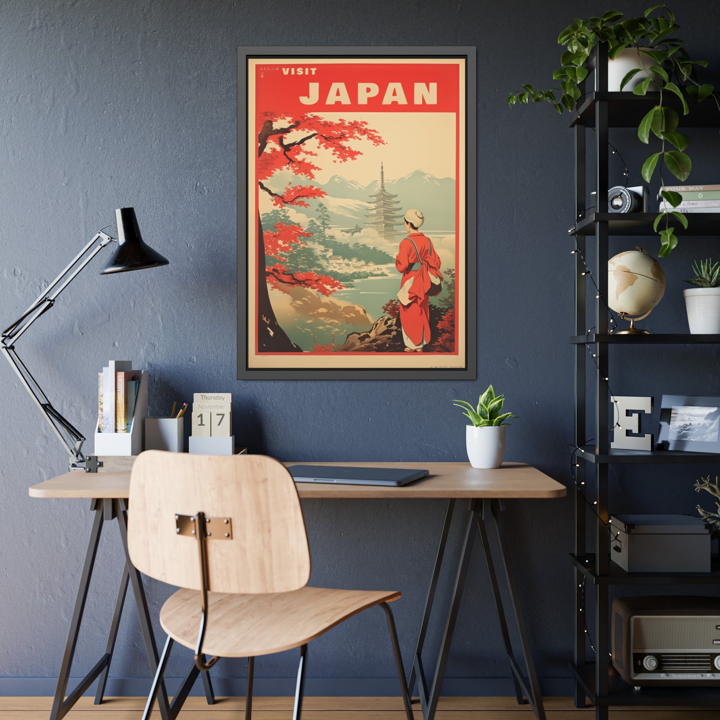 Visit Japan Vintage Travel Poster — Framed Paper Poster
