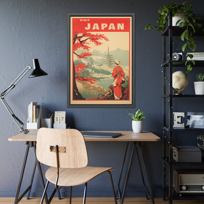 Visit Japan Vintage Travel Poster — Framed Paper Poster