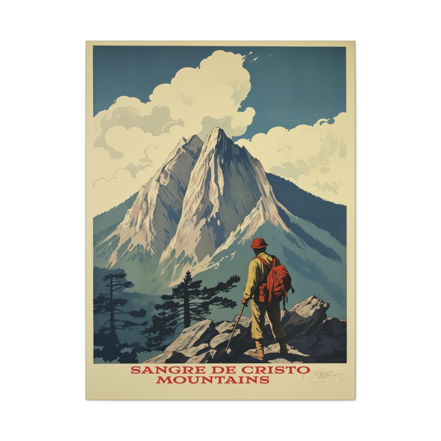 "Sangre de Cristo Mountains Explorer Poster - Matte Stretched Canvas Wall Art" Matte Canvas, Stretched, 1.25"