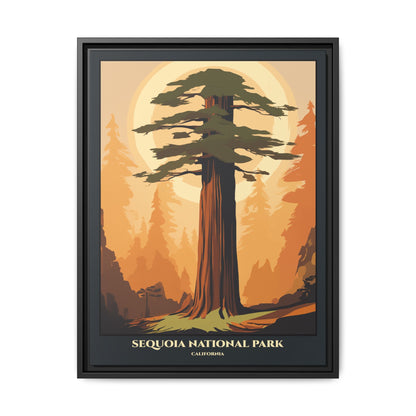 "Vintage Sequoia National Park Poster - California Matte Canvas Wall Art with Black Frame" Matte Canvas, Black Frame