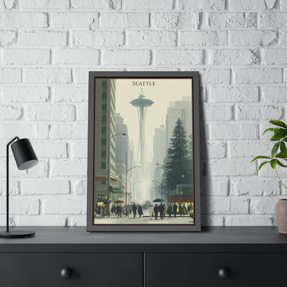 Seattle Vintage Travel Poster — Framed Paper Poster