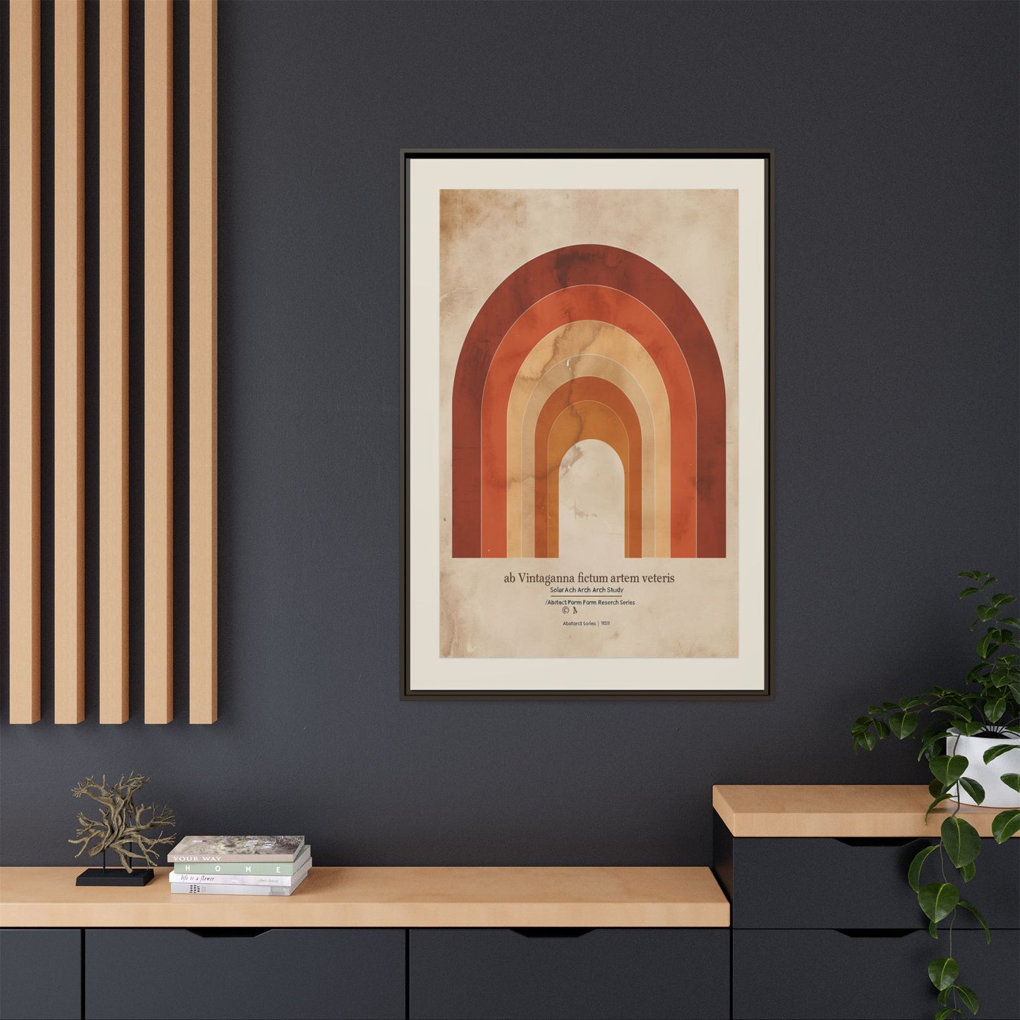 Framed Matte Canvas Wall Art - Retro Rainbow Design