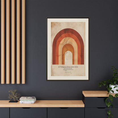 Framed Matte Canvas Wall Art - Retro Rainbow Design