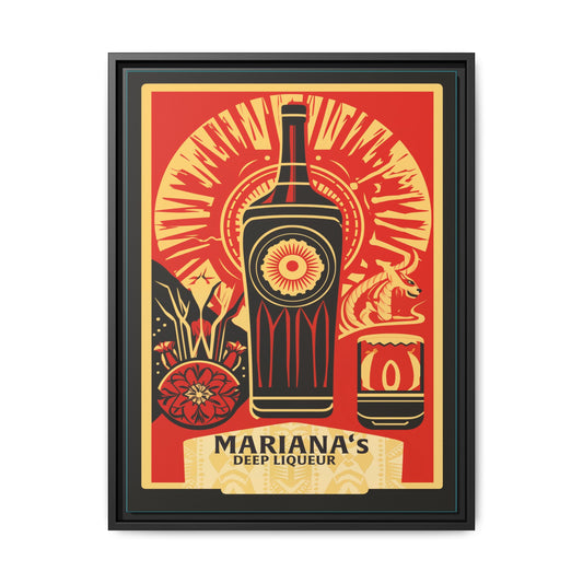 "Vintage Mariana's Deep Liqueur Artwork - Matte Canvas Wall Art with Black Frame" Matte Canvas, Black Frame