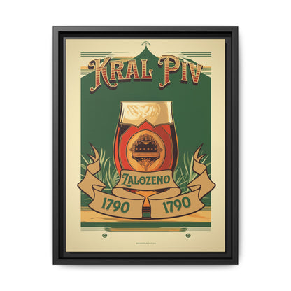 "Vintage Kral Piv Zalozeno Poster - Matte Canvas Wall Art with Black Frame" Matte Canvas, Black Frame