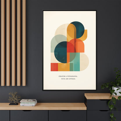 Creative Vision Framed Abstract Canvas Wall Art — Mid-Century Modern Geometric Design | Vintageanna