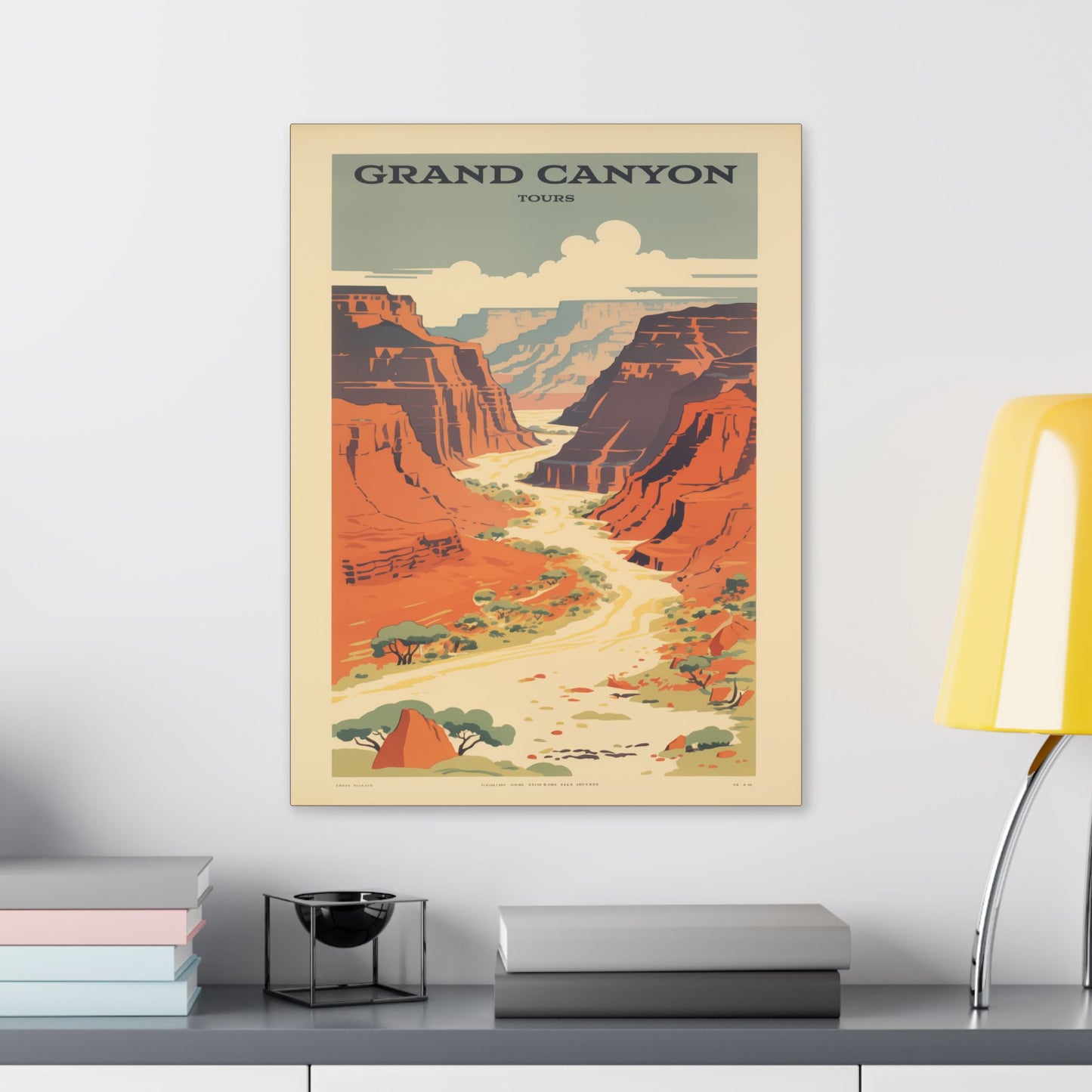 "Vintage Grand Canyon Poster - Scenic Canyon River Tour Retro Travel Art", Classic Stretched Canvas